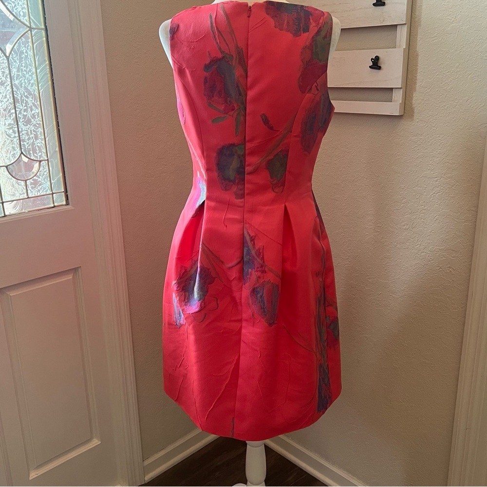 Lela Rose Pink Floral A-Line Dress Sleeveless - Picture 2 of 10